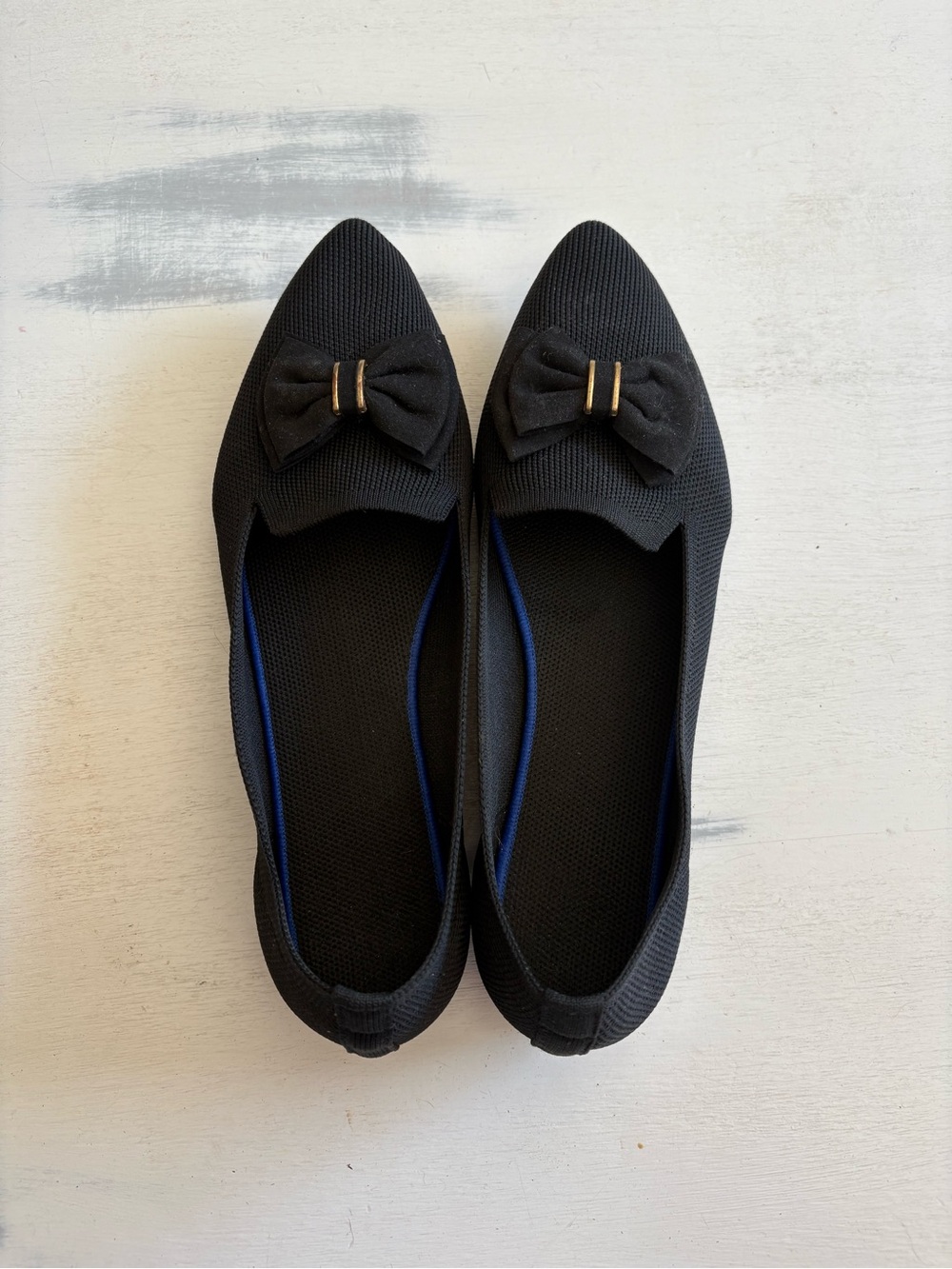 Black Pointed-Toe Bow Flats - Women's Slip-On Ballet Shoes